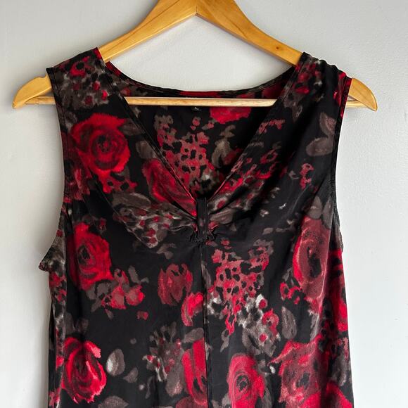 Vintage Talbots Silk Babydoll Y2K Top Whimsigoth Fairy Grunge Womens 4 Black Red - Picture 2 of 7